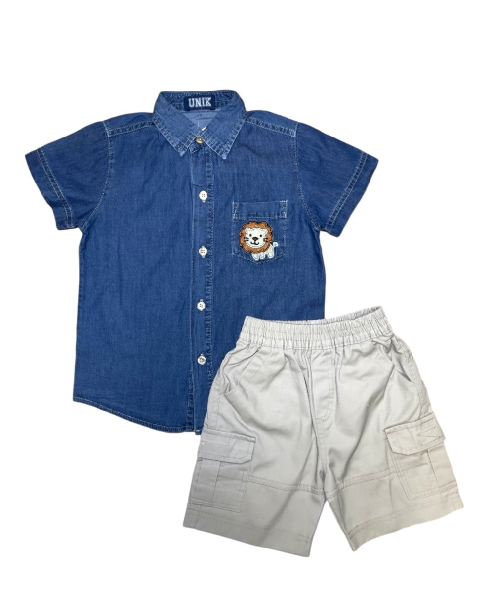 Denim With Lion & Short Set (12M-24M) $6.50  (2-4) $7.50 and (5-8) $8.50 Per Piece