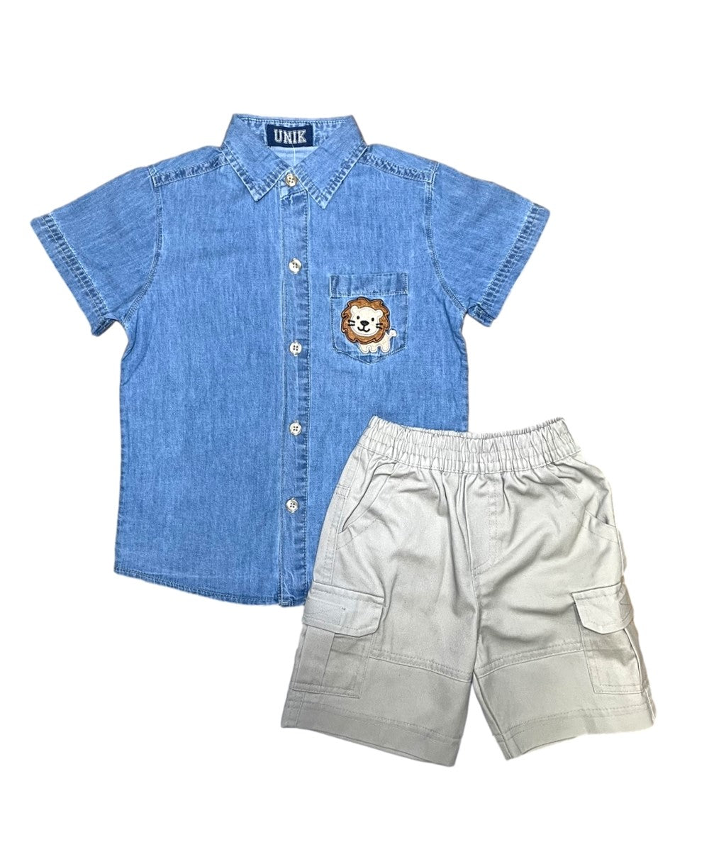 Denim With Lion & Short Set (12M-24M) $6.50  (2-4) $7.50 and (5-8) $8.50 Per Piece