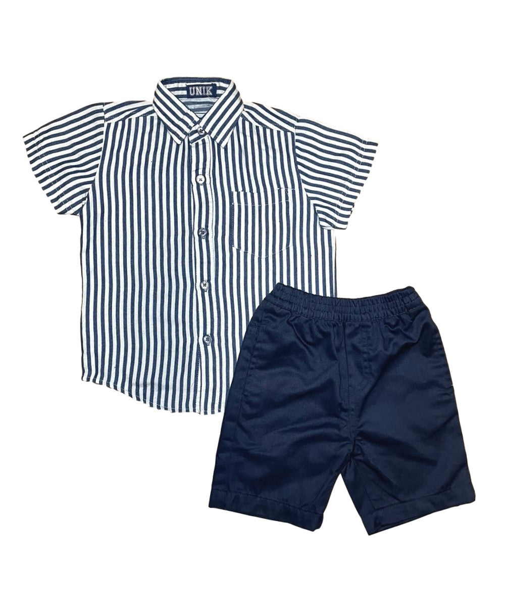 Boys Printed Chambray Short Set (12M-24M) $6.50  (2-4) $7.50 and (5-8) $8.50 Per Piece