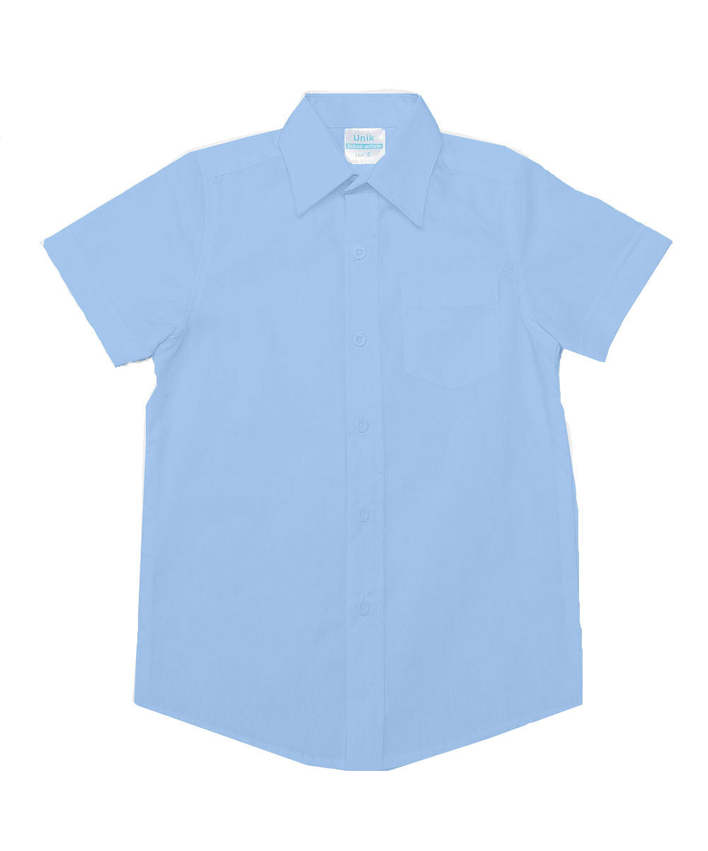 Boys Short Sleeve Button Up Uniform Shirt White, Sky Blue (5-18) $5.75-$6 Per Piece BSU06