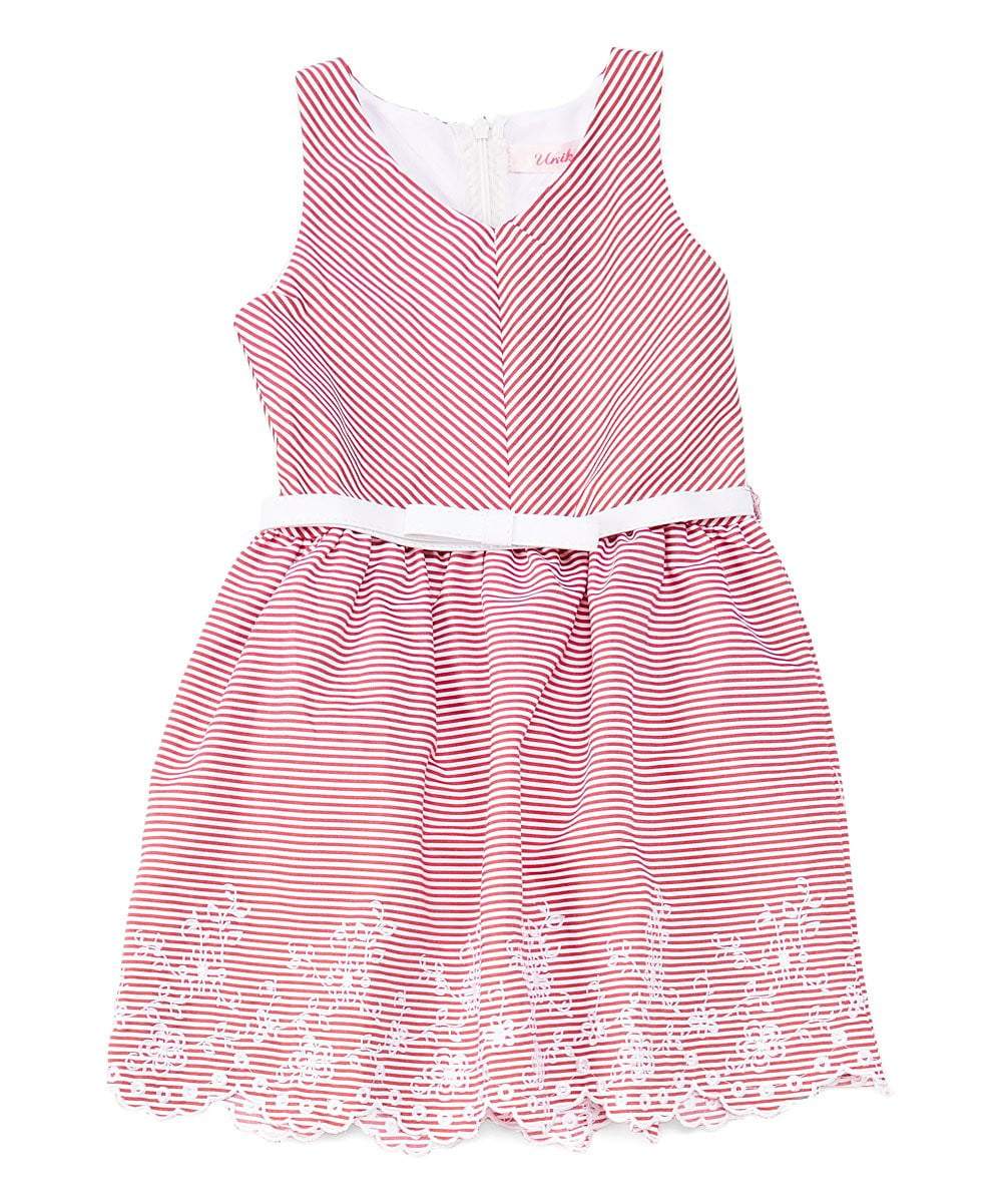 unikinc - Girl Striped Dress with White Belt - Unikinc