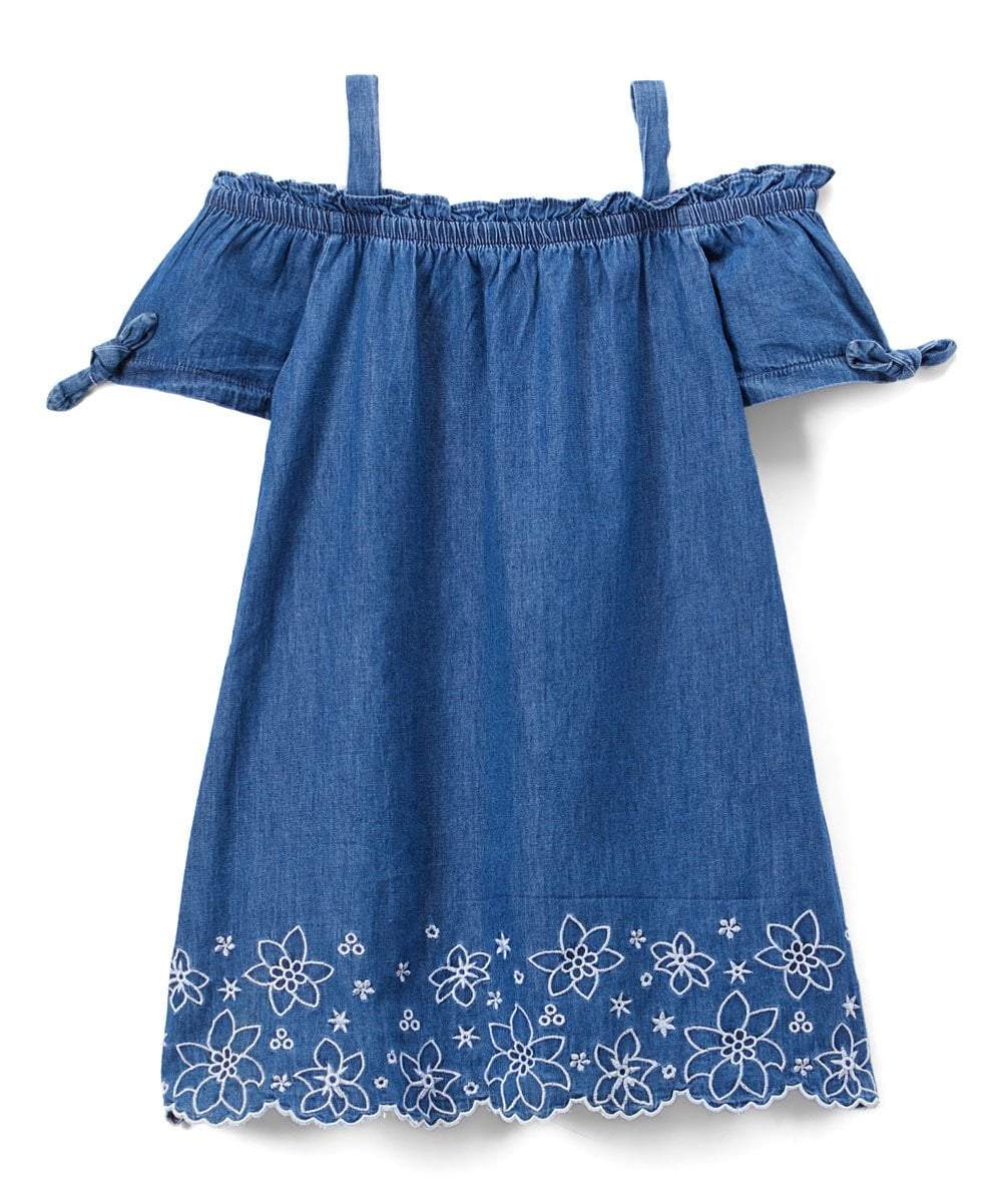 unikinc - Girl Off-Shoulder Denim Dress - Unikinc