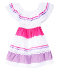 Girl's Lilac/Pink Traditional Mexican Dress (5-8) $10.00 Per Piece