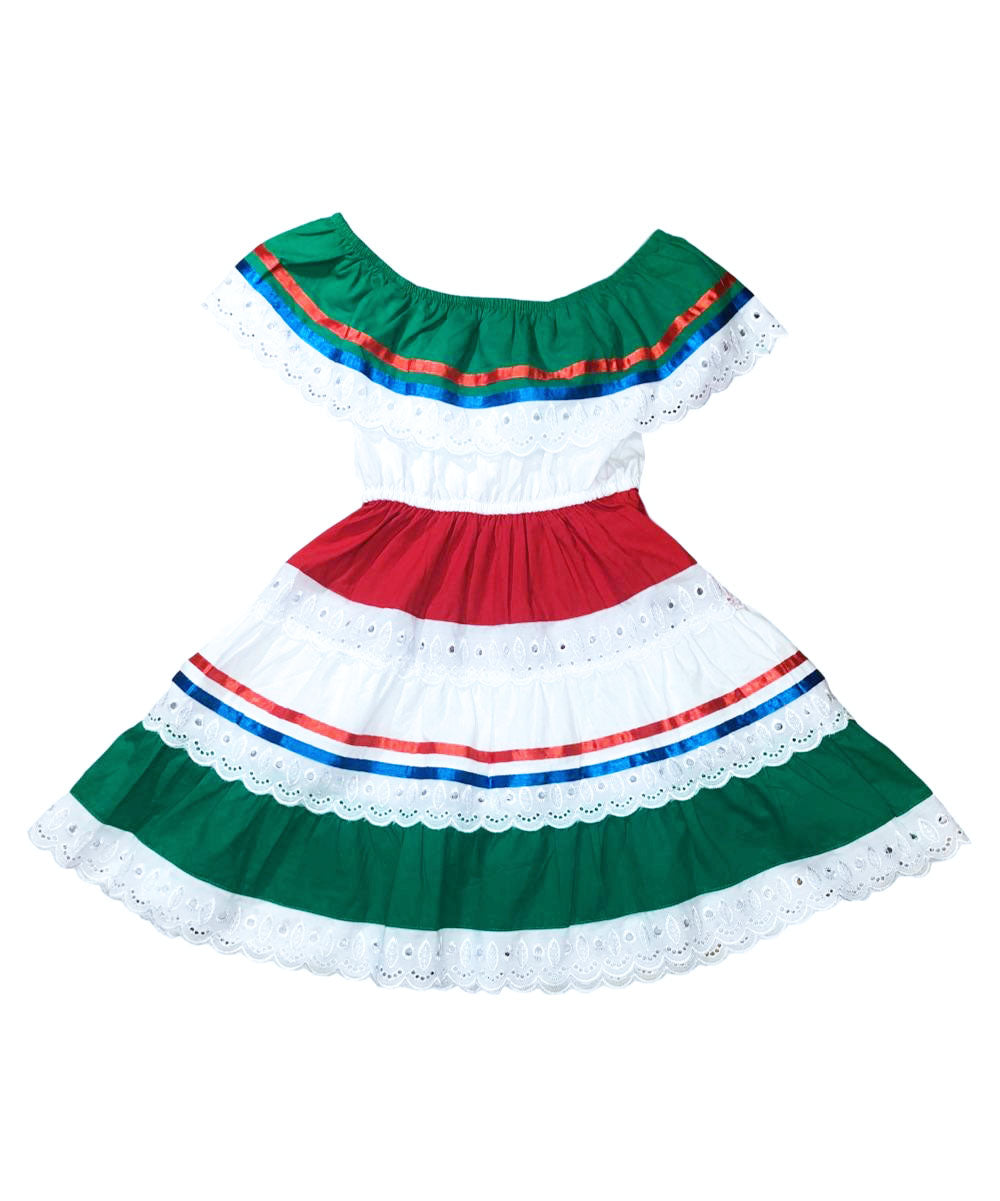 Girl's Royal/Green Traditional Mexican Dress (2-4) $10.00 (5-8) $10.00 and (10-14) $10.00 Per Piece