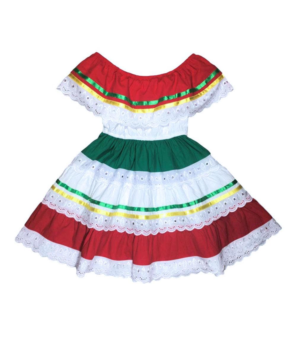 Girl's Yellow/Red Traditional Mexican Dress (2-4) $10.00 (5-8) $10.00 and (10-14) $10.00 Per Piece. DR1949
