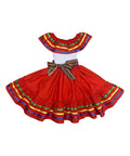 Fancy Red Traditional Mexican Cinco De Mayo Fiesta Dress (4-14) $14.00 Per Piece. DR2031