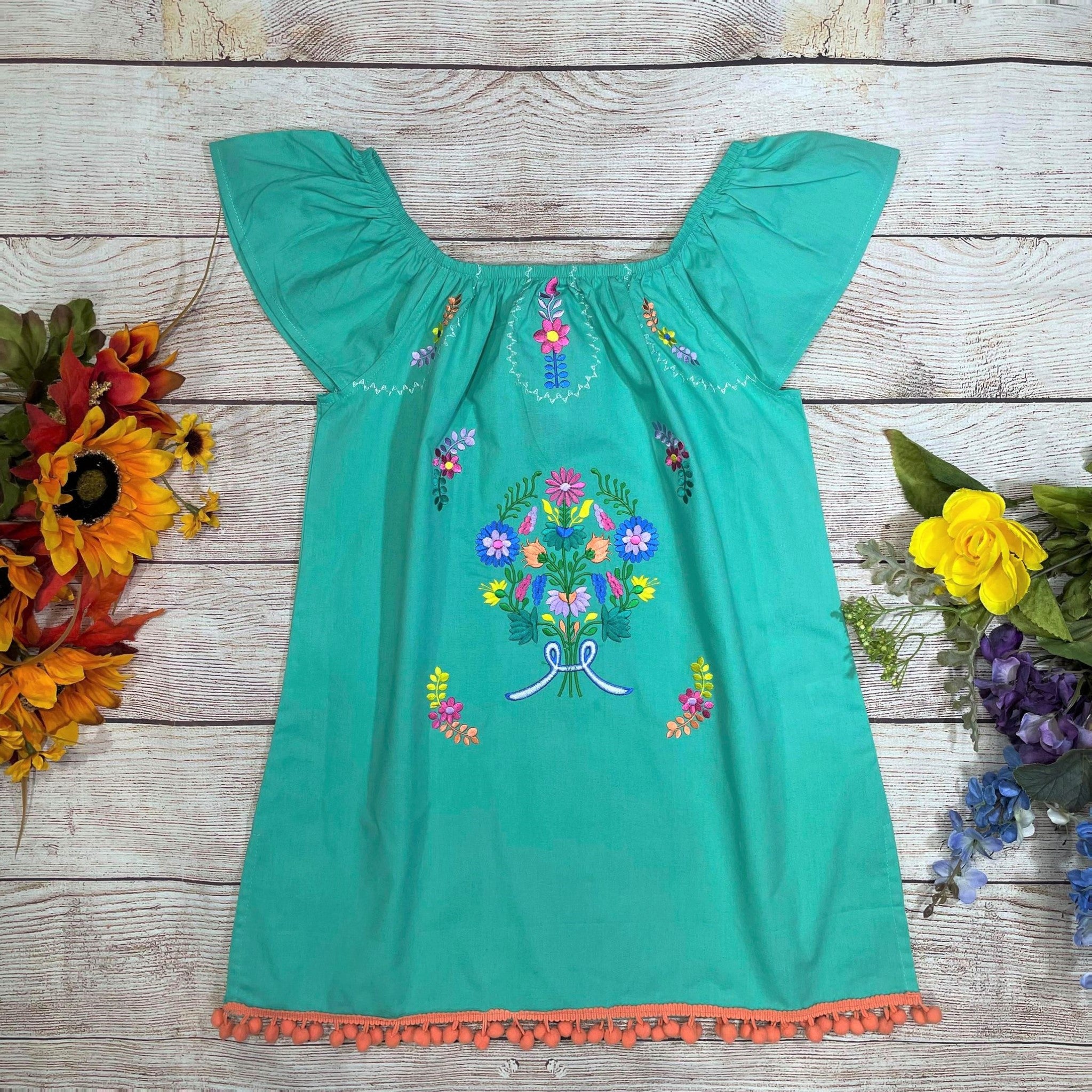 Rayon Mint Flower Dress (12M-24M) $9.50 (2-4) $10.00 And (5-8) $10.00 Per Piece