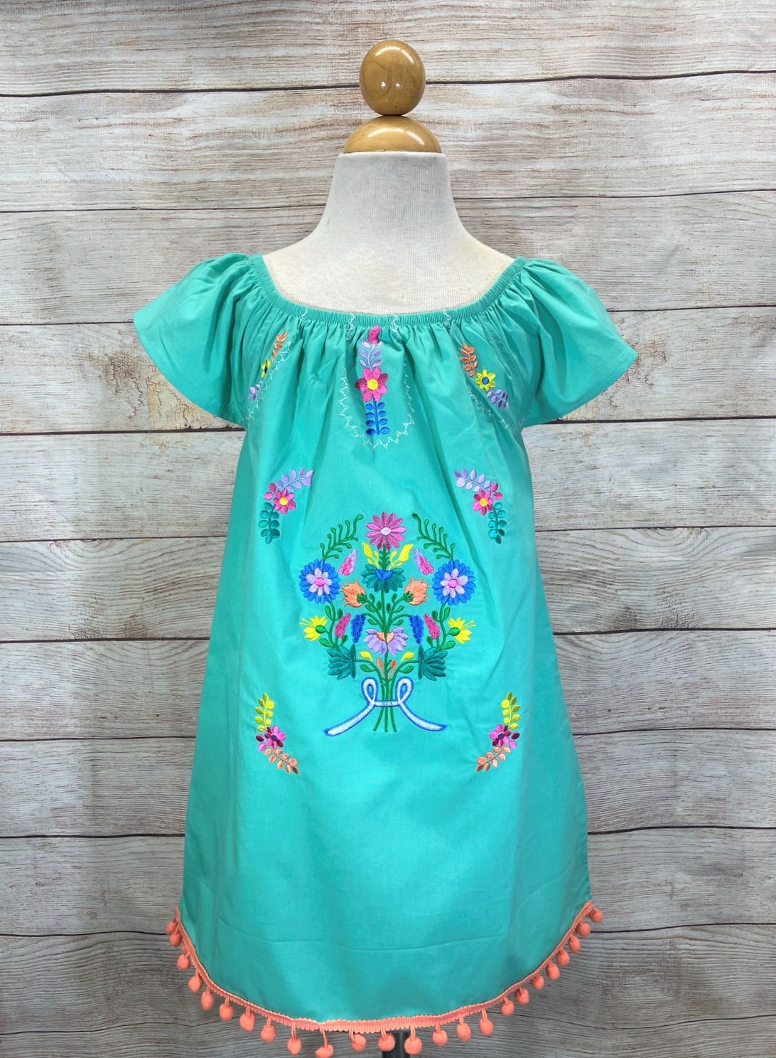 Rayon Mint Flower Dress (12M-24M) $9.50 (2-4) $10.00 And (5-8) $10.00 Per Piece
