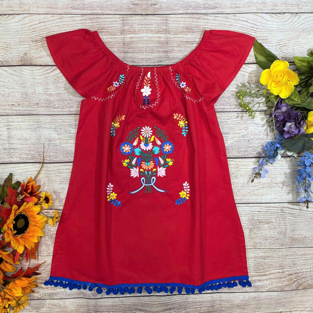 Rayon Red Flower Dress (12M-24M) $9.50 (2-4) $10.00 And (5-8) $10.00 Per Piece