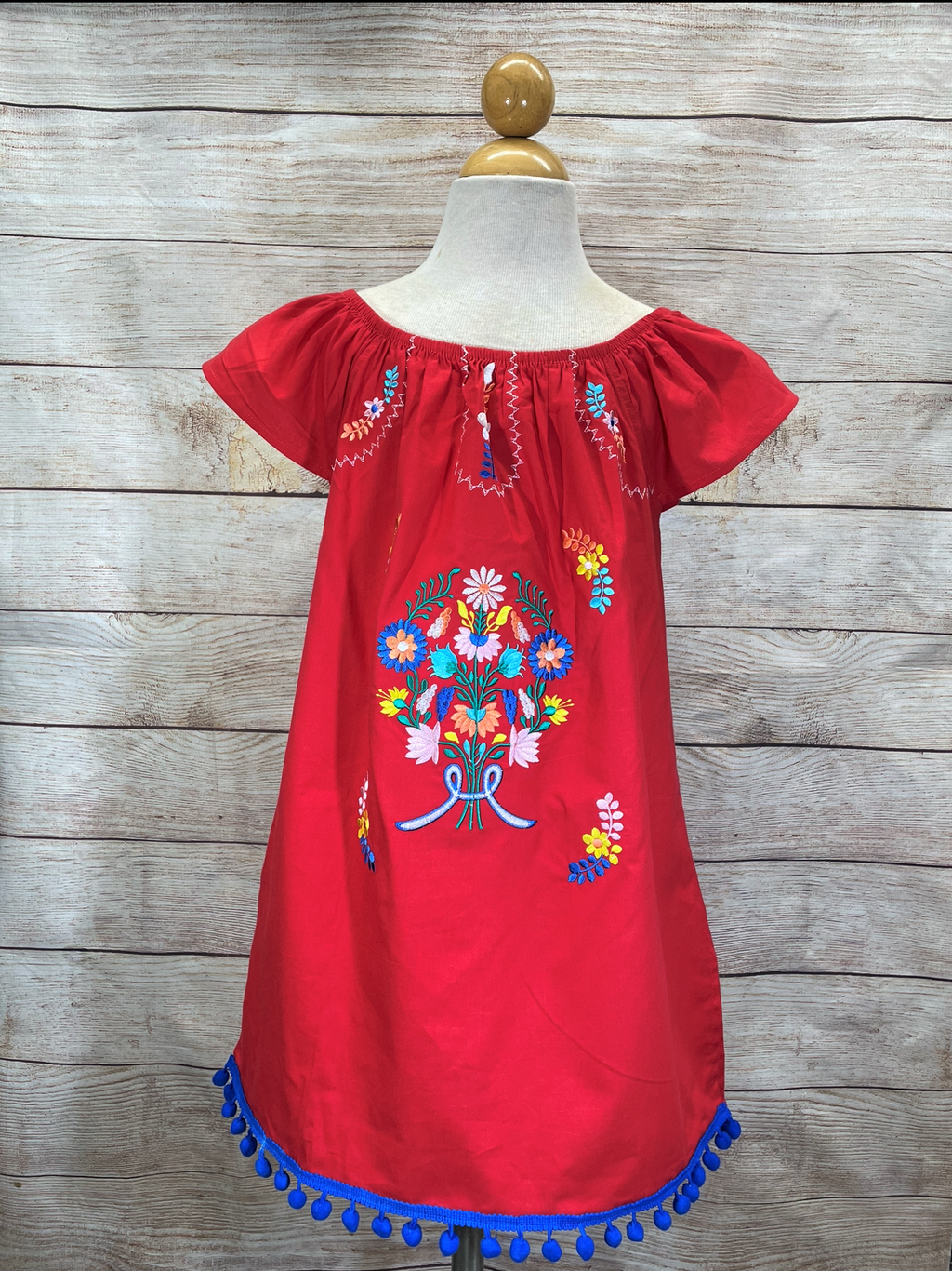 Rayon Red Flower Dress (12M-24M) $9.50 (2-4) $10.00 And (5-8) $10.00 Per Piece