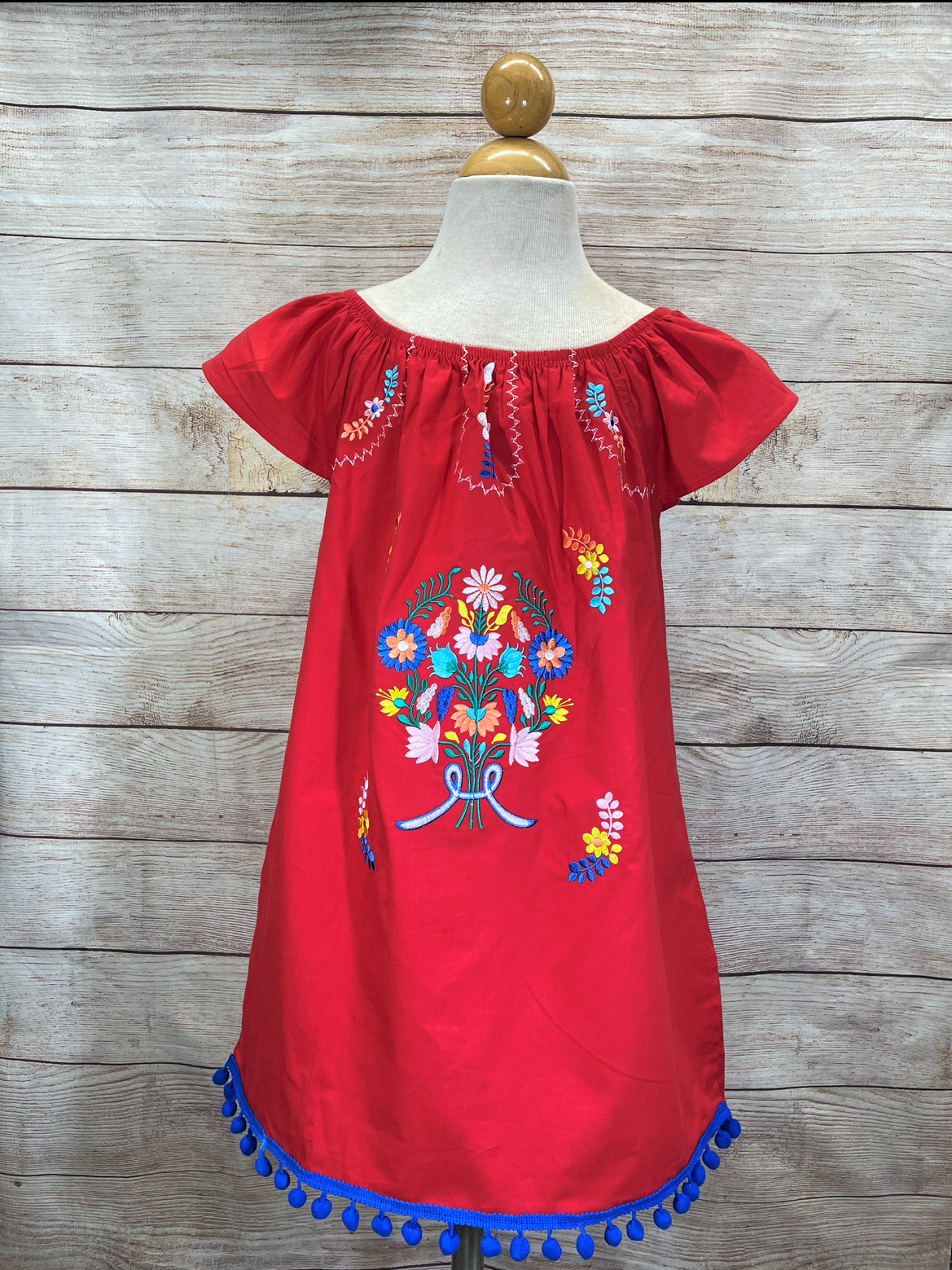 Rayon Red Flower Dress (12M-24M) $9.50 (2-4) $10.00 And (5-8) $10.00 Per Piece
