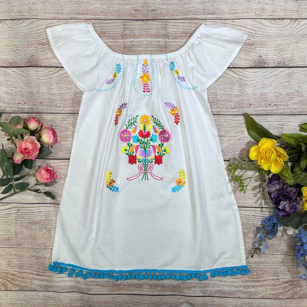 Rayon White Flower Dress (12M-24M) $9.50 (2-4) $10.00 And (5-8) $10.00 Per Piece