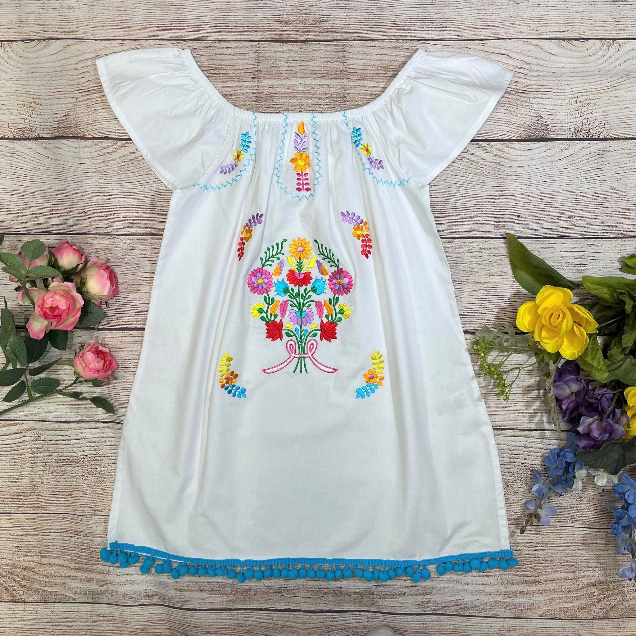 Rayon White Flower Dress (12M-24M) $9.50 (2-4) $10.00 And (5-8) $10.00 Per Piece