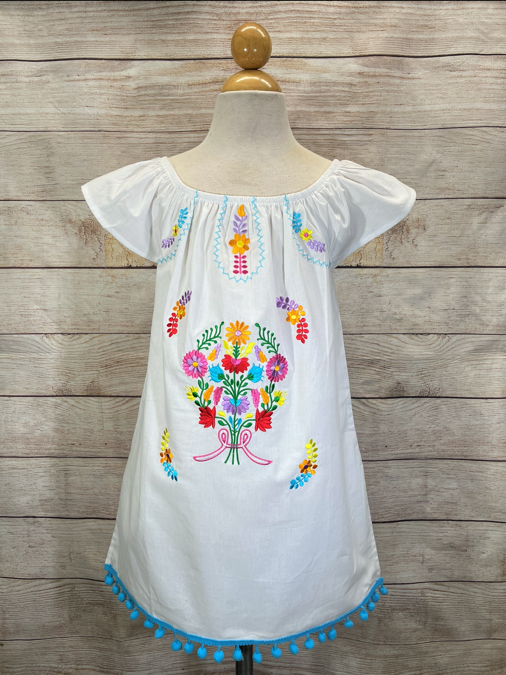 Rayon White Flower Dress (12M-24M) $9.50 (2-4) $10.00 And (5-8) $10.00 Per Piece