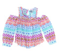 Girl Geometric Cold-Shoulder Long-Sleeve Blouse - White 2-12 (6 Pack) $4.00 per piece GB716
