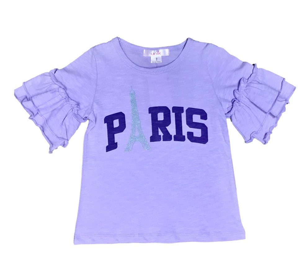 'Paris' Flutter-Sleeve Top ( 2-12 ) $18 per pack