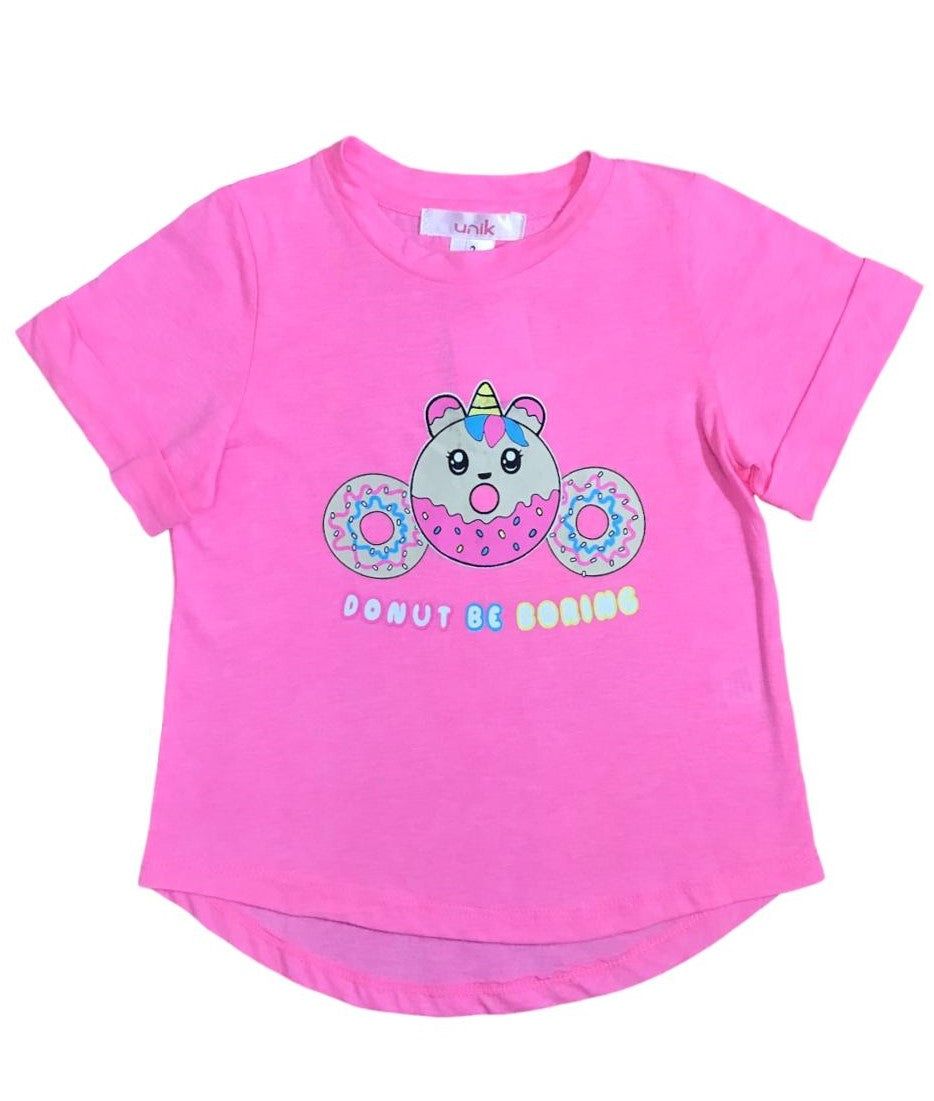 'Donut Be Boring' Hi-Low Tee Blush ( 2-12 ) $18 Per Set