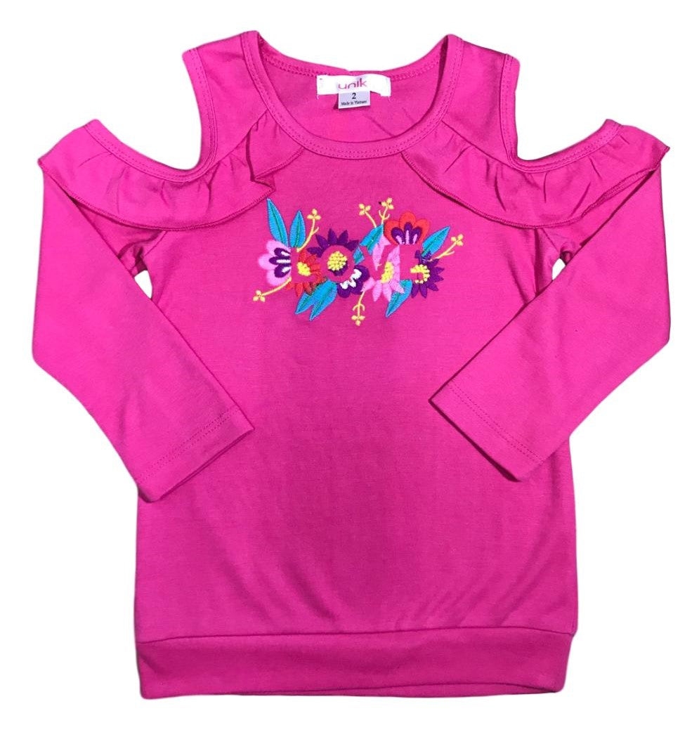 Girl Cold-Shoulder Long-Sleeve Top - Pink 2-12 (6 Pack) $4.00 per piece GB722