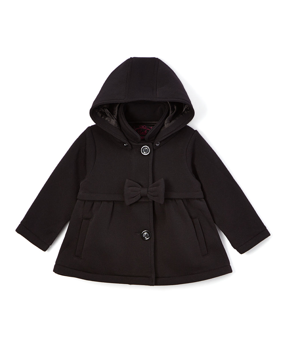 Baby & Toddler Pea Coat with Bow And Removable Hood - Black (12M-24M) $9.00  (2-4) $9.50 Per Piece