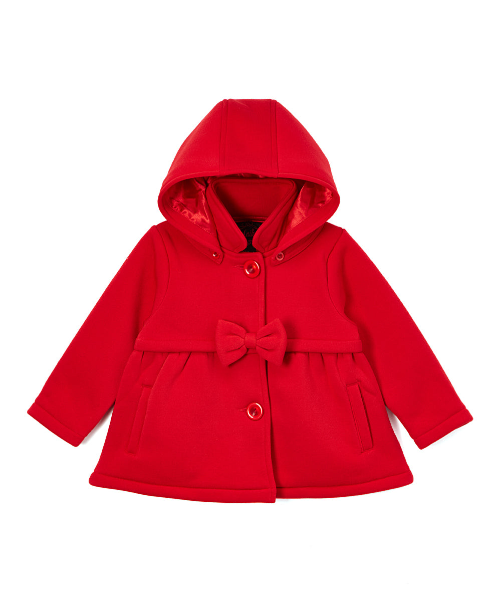 Baby & Toddler Pea Coat with Bow And Removable Hood - Red (12M-24M) $9.00  (2-4) $9.50 Per Piece