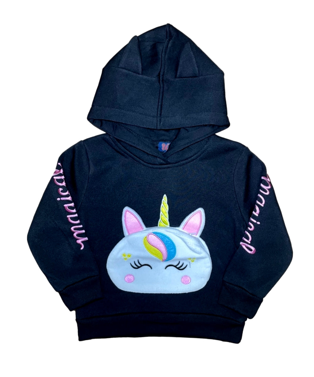 Girl Unicorn Pocket Pull Over Hoodie - Black (2-4) $7.50 and (S-XL) $8.50 Per Piece GP401