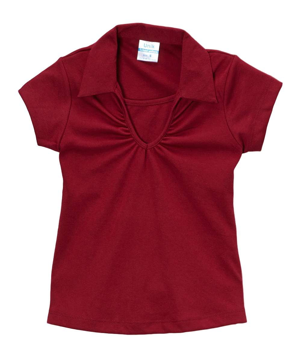 unikinc - Girl's Uniform V-Neck Collar Shirt - Unikinc