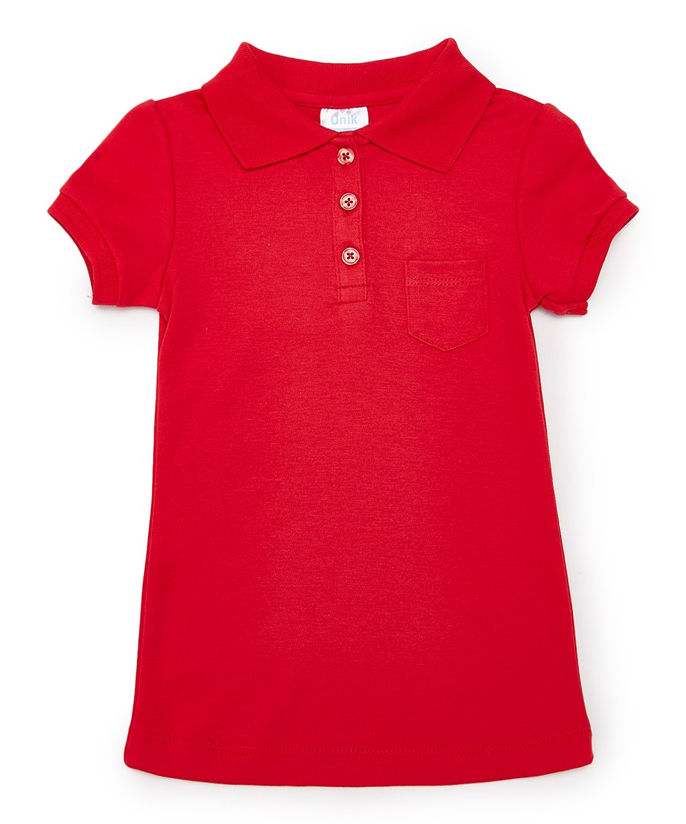 Girl's Red Polo with Pocket Uniform Shirt $4.75-$5.00 Per Piece