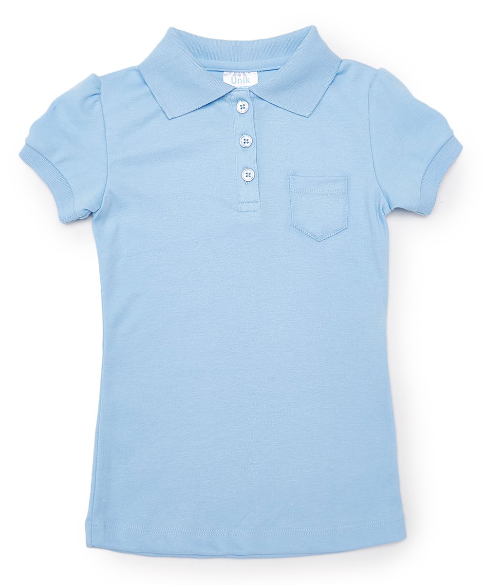 Girl's Skyblue Polo with Pocket Uniform Shirt $4.75-$5.00 Per Piece
