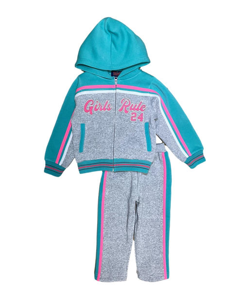 2 Piece Embroidery Girl Rule Sporty Tracksuit (12m-24m) $7.50 (2-4) $8.5 (5-8) 9.5 and (10-14) $10.50 per set