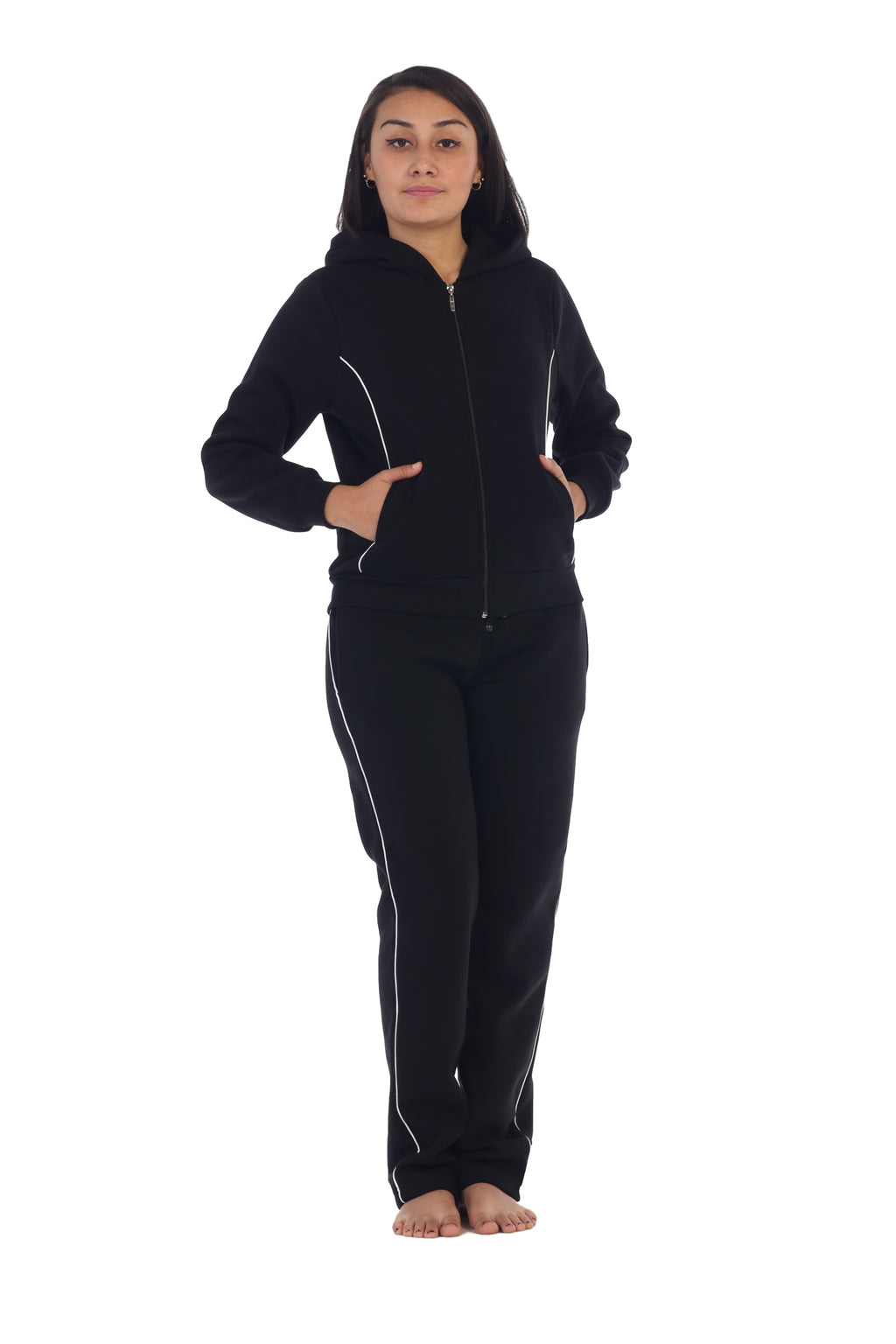 Women 2 Piece Fleece Matching Sweatsuit - Black (S-XL)( 2X-3X) $15.50-$16.50 Per Set WF1705
