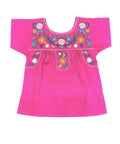 Girl Traditional Puebla Mexican Embroidered Blouse - Pink (4-14) $7.50 Per Piece. MT800