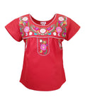 Traditional Puebla Red Mexican Youth Girl Embroidered Blouse (4-14) $7.50 Per Piece. MT800