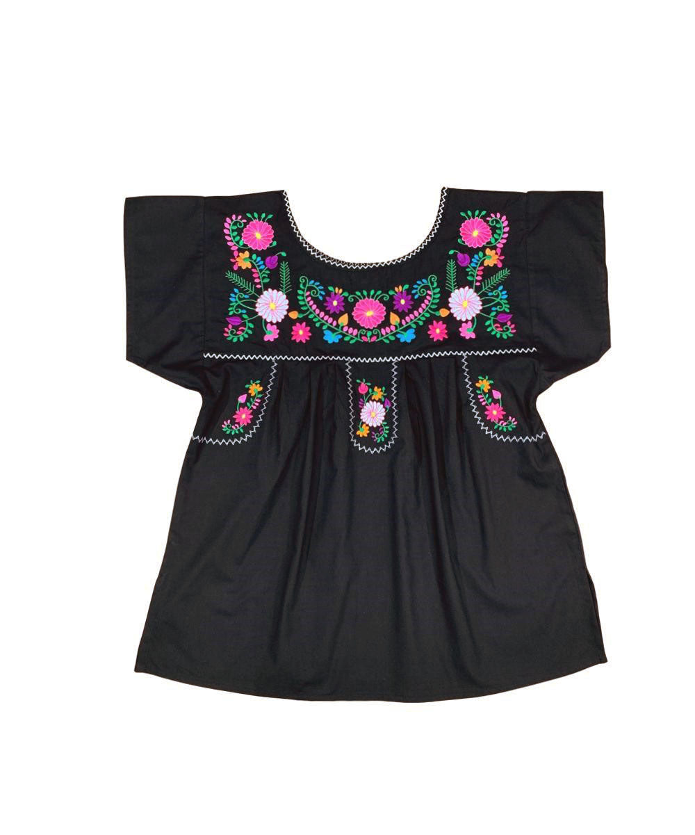 Traditional Black Mexican Women Blouse (S-XL) $8.5 and (2XL-3XL) $9.50 Per Piece. MT801