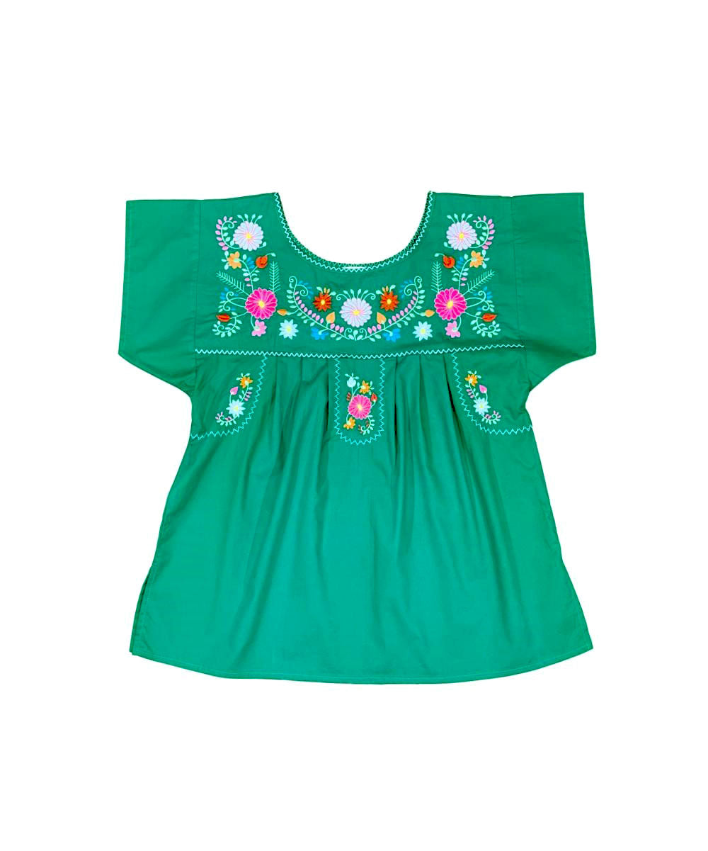 Traditional Green Mexican Women Blouse (S-XL) $8.5 and (2XL-3XL) $9.50 Per Piece. MT801