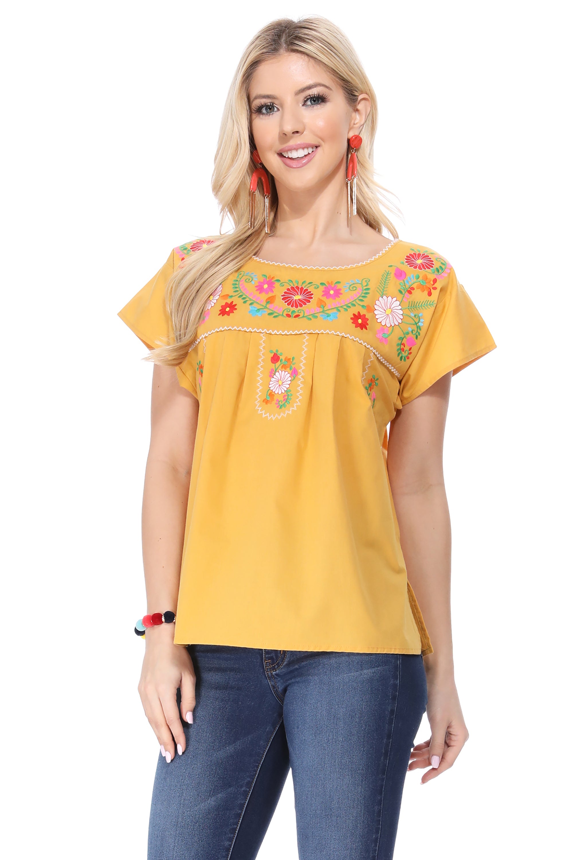 Traditional Honey Mexican Women Blouse (S-XL) $8.5 and (2XL-3XL) $9.50 Per Piece. MT801