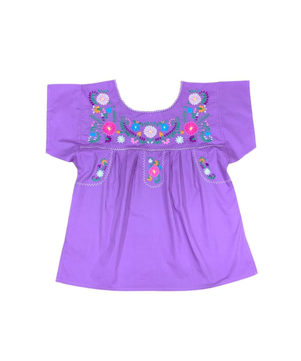 Traditional Lilac Mexican Women Blouse (S-XL) $8.5 and (2XL-3XL) $9.50 Per Piece, MT801