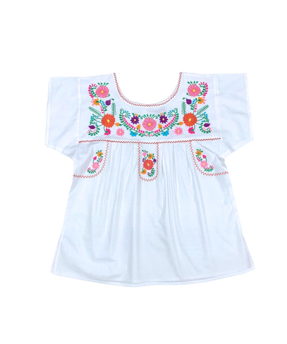 Traditional White Mexican Women Blouse (S-XL) $8.5 and (2XL-3XL) $9.50 Per Piece. MT801
