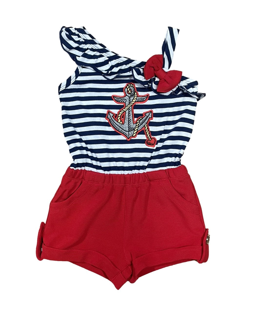 Stripe Anchor Asymmetrical Romper (2-7) $5.00 Per Piece