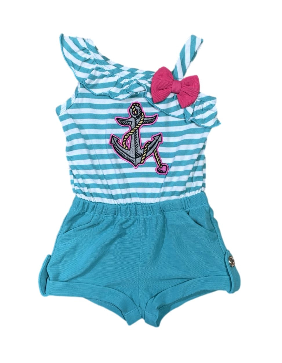 Stripe Anchor Asymmetrical Romper (2-7) $5.00 Per Piece