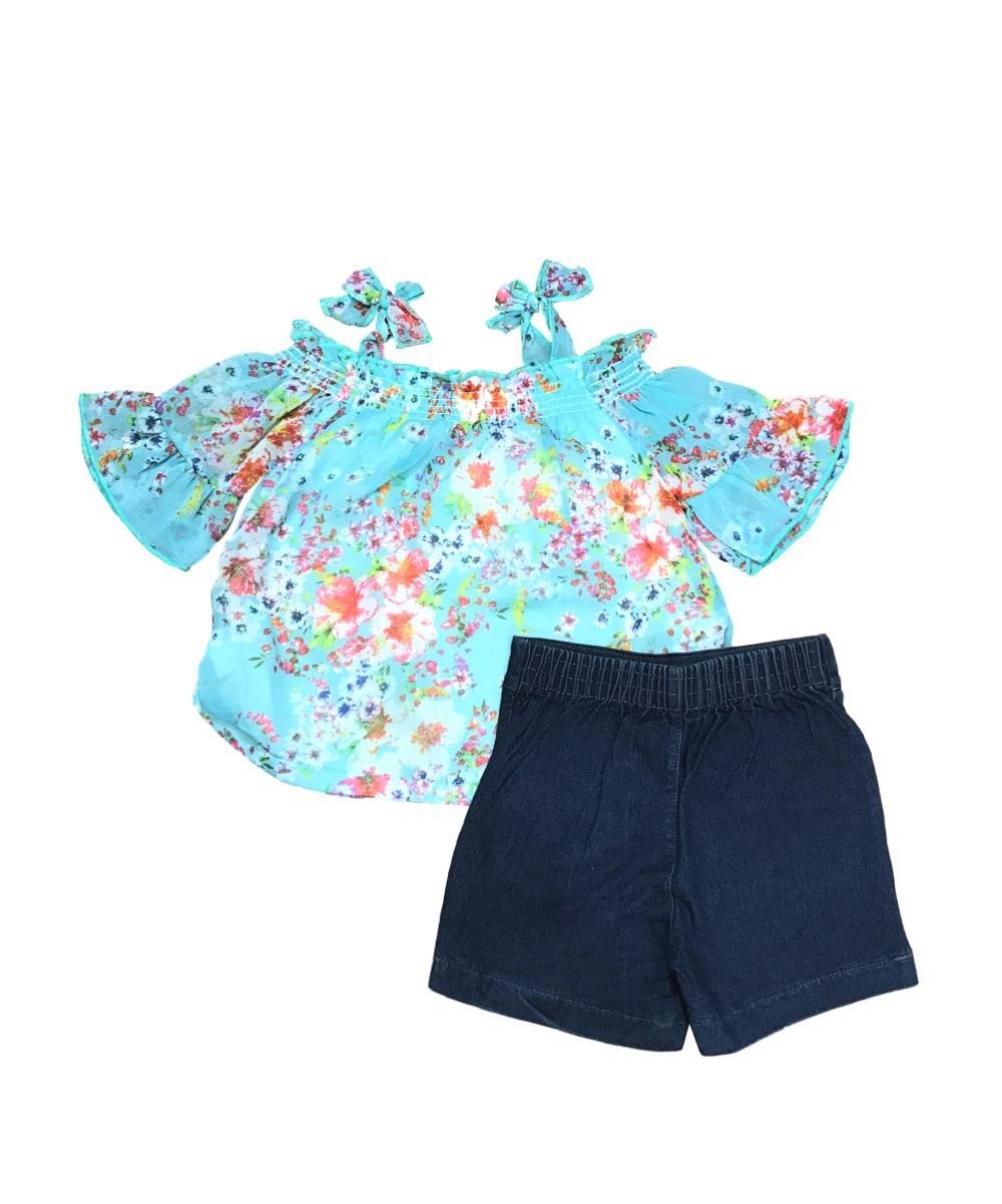 Girl Cold Shoulder Floral Short Set (2-4), (5-8) $6.00 per Piece SS2071