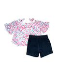 Girl Cold Shoulder Floral Short Set (2-4), (5-8) $6.00 per Piece SS2071