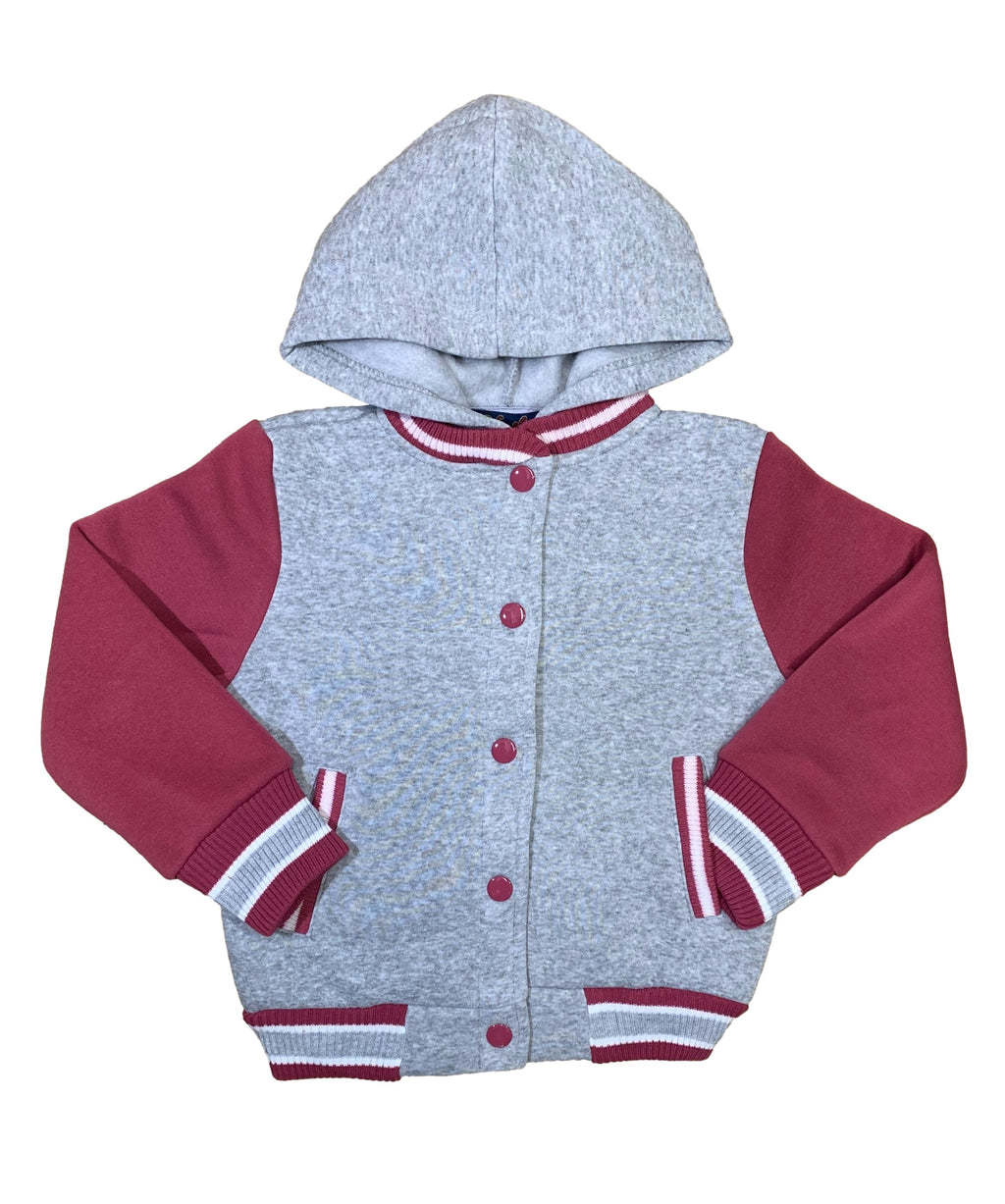 Girls Fleece Varsity Hooded Jacket- Plum (2-4), (S-XL) $9.00-$10.00 Per Piece. VJ2199