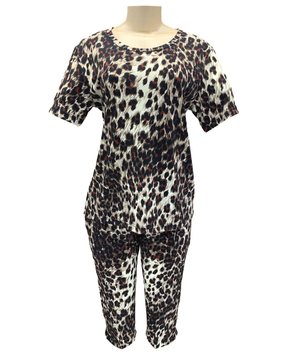 Women Capri Set Brown Leopard (S-XL) $8.5, (2XL-3XL) $9.5 Per Piece