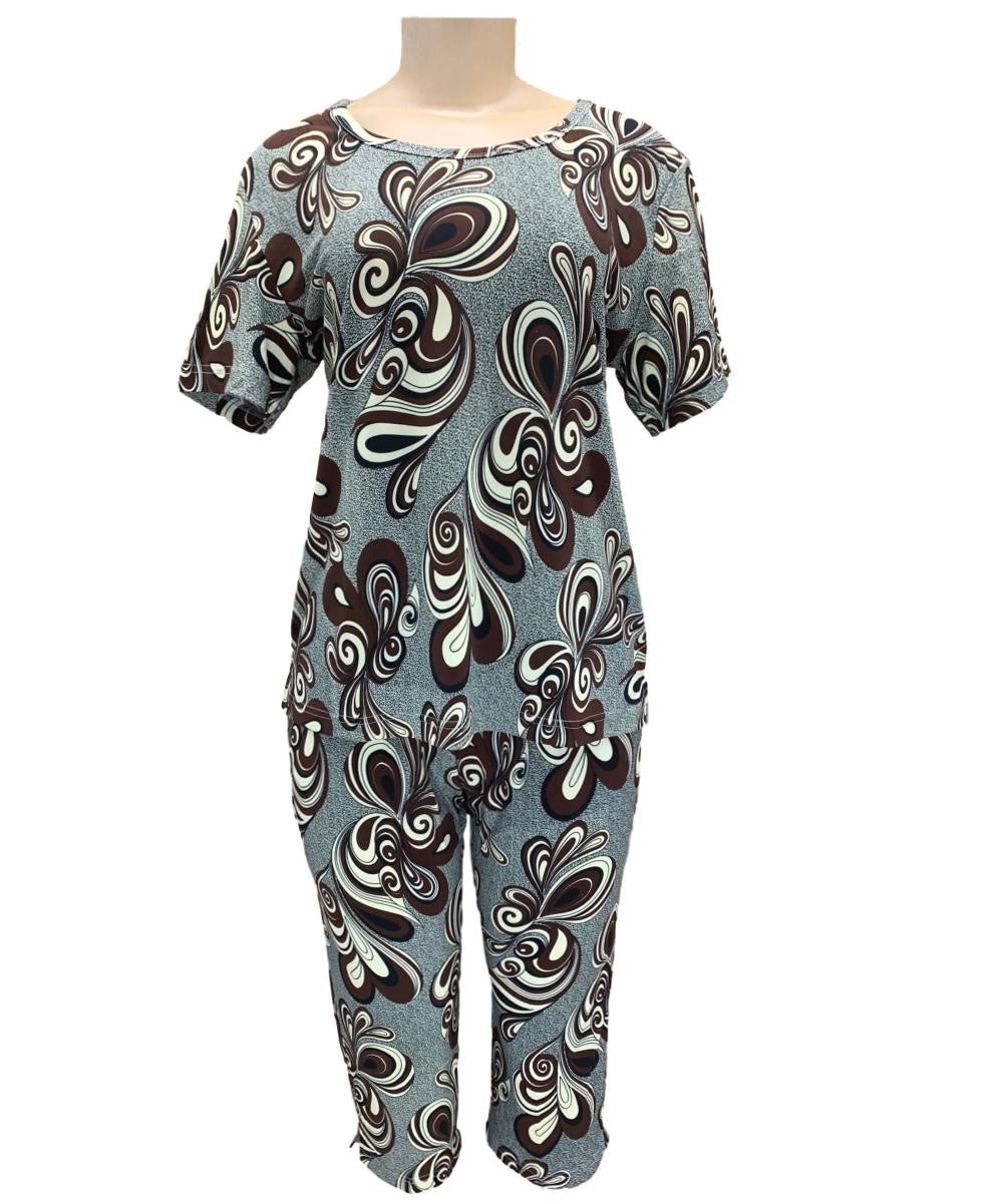 Women Capri Set Brown Twist (S-XL) $8.5, (2XL-3XL) $9.5 Per Piece