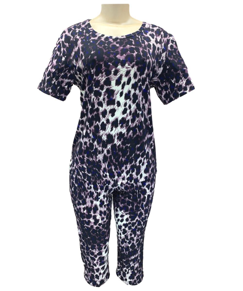 Women Capri Set Purple Leopard (S-XL) $8.5, (2XL-3XL) $9.5 Per Piece