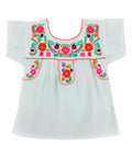 Girl Traditional Puebla Mexican Embroidered Blouse - White (4-14) $7.50 Per Piece. MT800