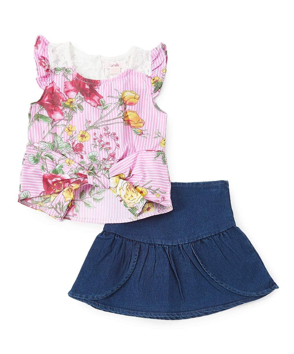 unikinc - Girl Denim Skirt Set - Unik Inc