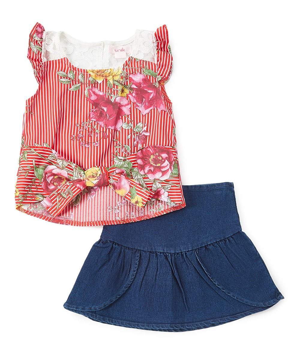 unikinc - Girl Denim Skirt Set - Unik Inc